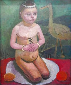 Garota de cócoras com cegonha de Paula Modersohn-Becker